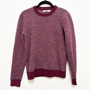 Lello Maroon Birds Eye Knit 100% Wool Mens Crew Neck Sweater Small